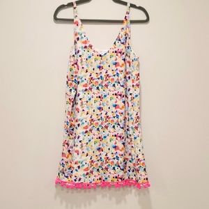 Cabi Bright Floral Print Dress with Pom Trim S